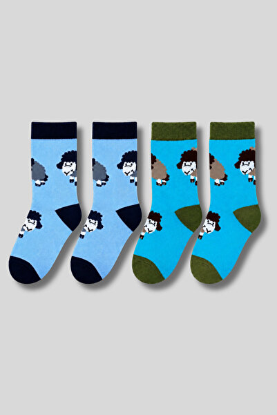 aw adawhite Children's 4-Pack Cotton Patterned Socks