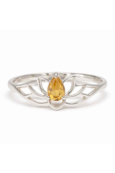craftmystic Пръстен с 925 сребро и Цитрин с лотос - просперитет и положителна...