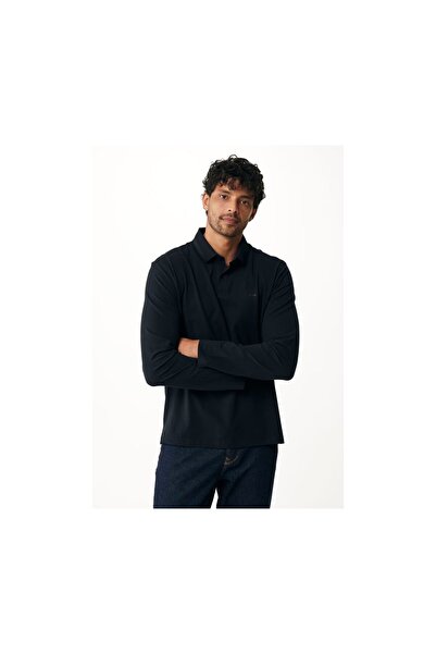 MEXX Polo Μπλούζα Mονόχρωμη Μαύρο