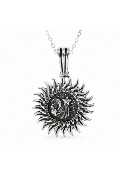 craftmystic Колие от сребро 925, слънце и полумесец – защита, баланс и мистич...
