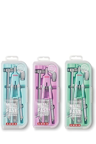 Arda Compas cu deschidere rapida, micrometrica, butoane, pastel, cutie compac...