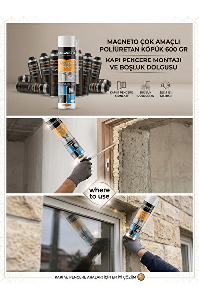 KL HOME MAGNETO Çok Amaçlı Poliüretan Köpük 600 gr -1 ADET - Kapı Pencere Mon...