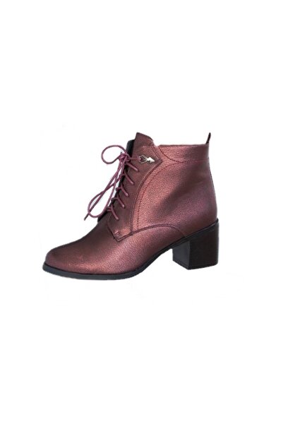 OEM Botina marsala scurta pana la glezna, design minimalist cu siret