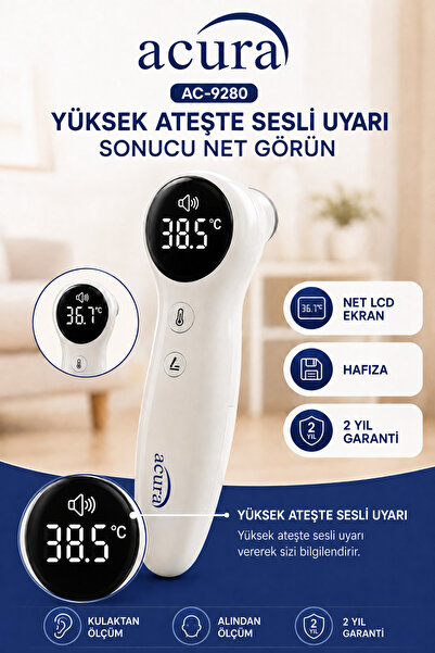 Acura AC-9280 Dual Kulaktan & Alından Profesyonel Ateş Ölçer