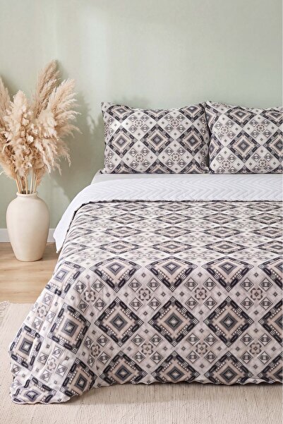 Rivaİstanbul Nomad Geometric Double Quilted Pique & Multi-Purpose Bedspread -...