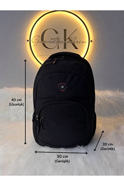 GK LUXURY & FASHION Black Multi-Compartment Backpack Unisex Daily School Busi...