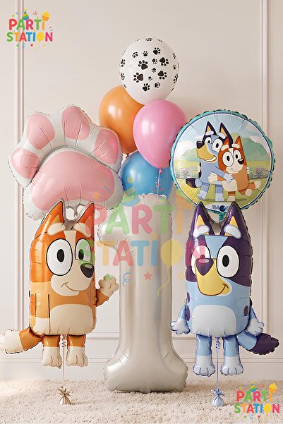 Parti Station Bluey and Chilli Concept 1 Year Old Foil Balloon Set – 9 Piece ...