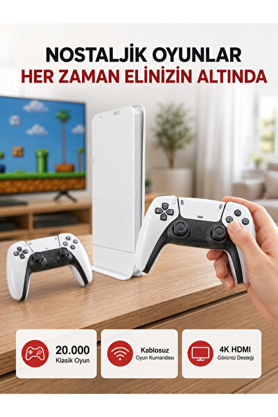 2 Kollu Kablosuz 4K TV Uyumlu Klasik Oyun Konsolu - Lisinya