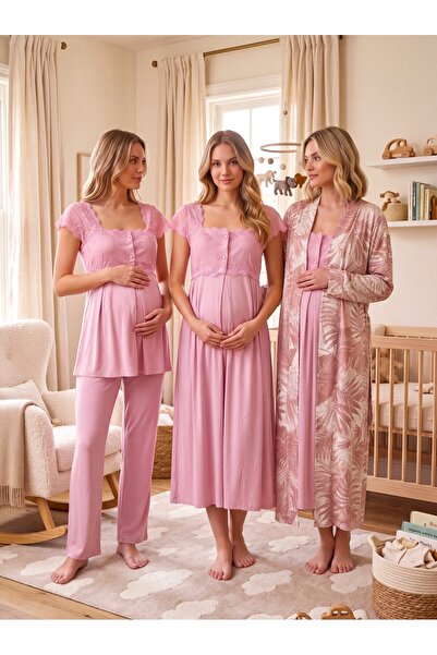 Lohusa Homewear طقم بيجامة نوم للحوامل من القطن بنسبة 100% بتصميم جديد مزين ب...