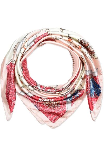 GENERAL corciova 35 x 35 Large Square Hair Scarf for Women Silk Like Curly He...