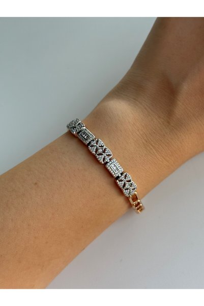 Owentis Steel Rose Gold Elegant Adelaide Bracelet with Embedded Stones - Does...