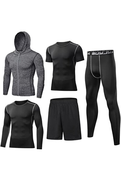 GENERAL BUYJYA 5Pcs Men's Compression Pants Shirt Top Long Sleeve Jacket Athl...