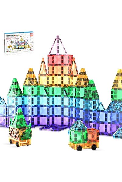 PicassoTiles 100 Pcs Magnetic Building Block Mini Diamond Series Travel Size ...