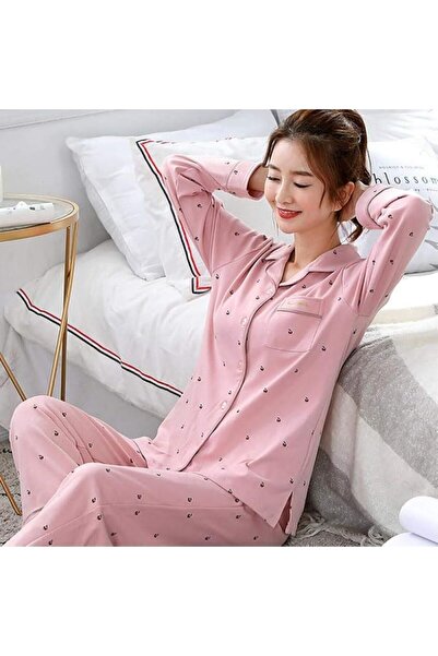 GENERAL Women'S Pajamas Cotton Pajama Set Long Sleeve Top + Pants