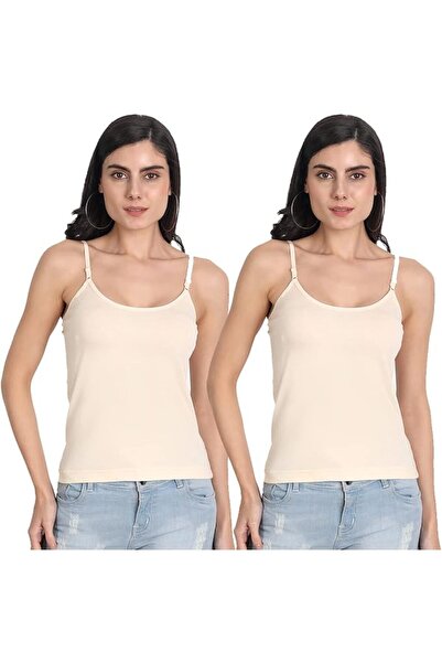 AIMLY Women's Cotton Sleeveless Adjustable Strap Spaghetti - Pack of 2