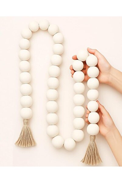 AceList 72in Large Wood Bead Garland Decorative Beads with Tassels, Long Wood...