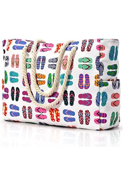 GENERAL Beach Bags for Women, Large Waterproof Beach Tote Bag with Zipper Bea...