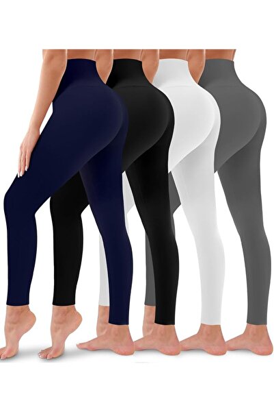 Bluemaple 4 Pack Leggings for Women Butt Lift High Waisted Tummy Control No S...