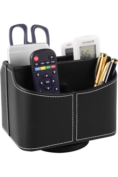 GENERAL Brown 360 Degree Swiveling TV Remote Control Holder/Caddy, Leather De...