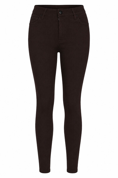 double Uske, mršave, smeđe ženske jeans pantalone 3529