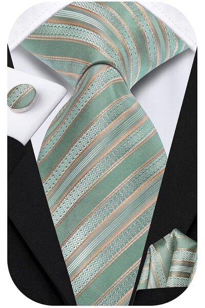 Dubulle Mens Paisely Silk Tie for Men Necktie and Pocket Square Set