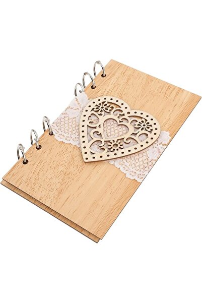 PRETYZOOM Elegant Wooden Wedding Guest Book Rustic Sign in Notebook for Brida...