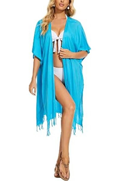 GENERAL Beautybatik Women Long Solid Kimono Cardigan Shawl Wrap Swimsuit Cove...