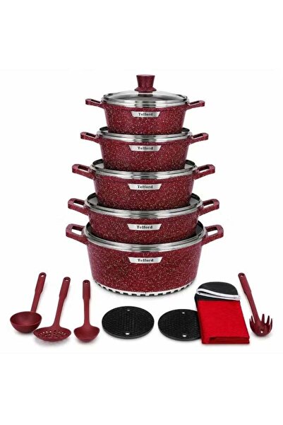 DubaiGallery Telford 17 PCS Non-Stick Cookware Set TGC-17M – Eco-Friendly Gra...
