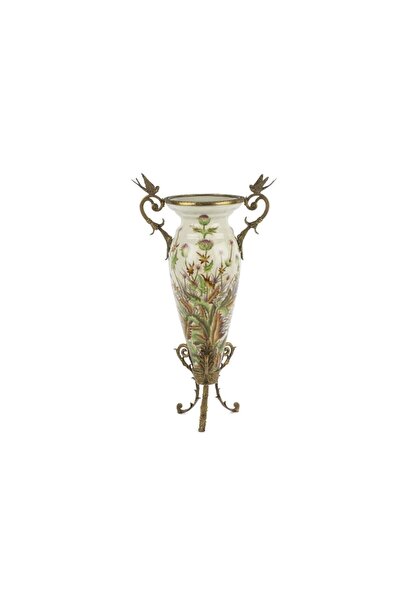 Mikasa Moor Cream Flower Bronze Bird Footed Vase 27X47Cm