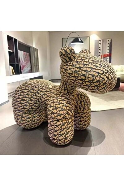 DubaiGallery Luxury Designer Style Bear Ottoman Stool Plush Animal Footrest S...