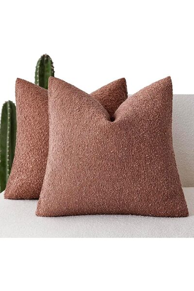 GENERAL Foindtower Pack of 2 Textured Boucle Throw Pillow Covers Accent Solid...