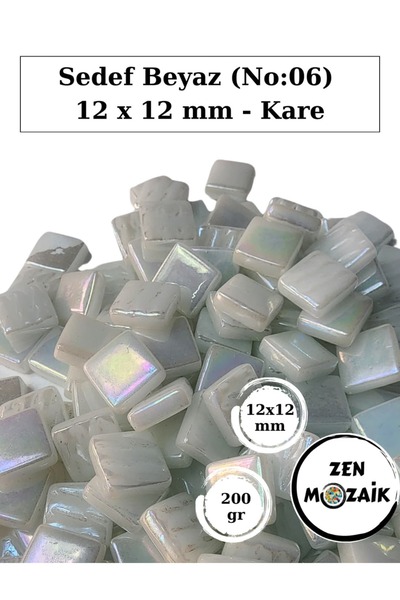 Zen Mozaik Sanatsal Mozaik Çalışmalarınız için 12x12 mm Kare - Sedefli Cam Mo...