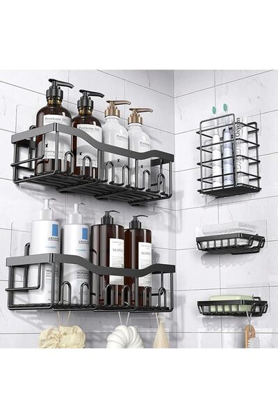 ALMEKAQUZ Shower Caddy Shelf Organizer 2 Pack, Adhesive Black Bathroom Basket...