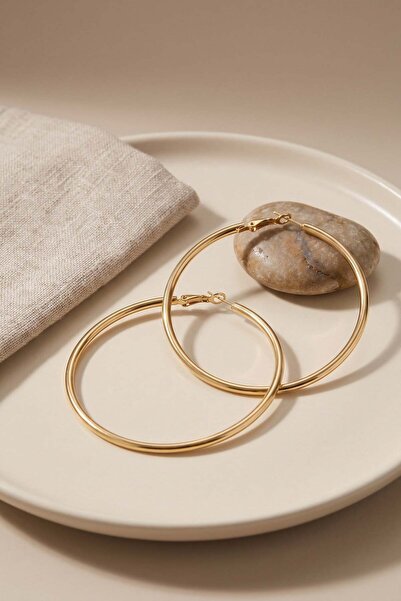 Inure Jewelry 316L Steel Gold Color 56 mm Hoop Earrings