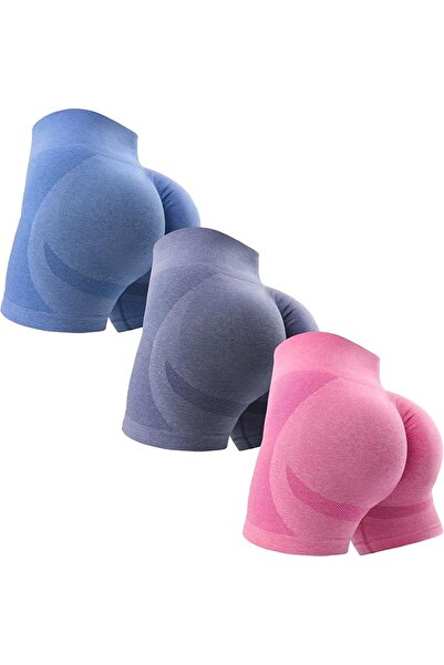 GENERAL OVESPORT 3 Piece Workout Shorts for Women Seamless Scrunch Butt Lifti...