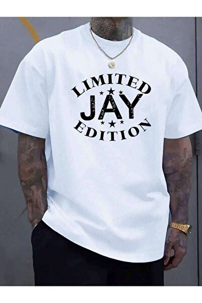 NOURAM تي شيرت رجالي بتصميم جرافيك - برتقالي زاهي مع نص LIMITED JAY EDITION، ...