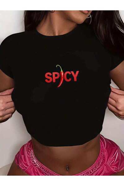 23ERVA Spicy, Women's Chili Pepper Design, Pure Cotton T-Shirt, Summer Wear, ...