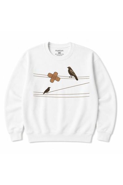 Rabona Fashion Wired Wires City Birds Printed Crew Neck Sweatshirt