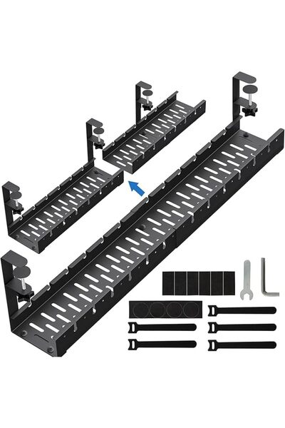 NECOMIC Under Desk Cable Management Tray, Necomi No Drill 21.7" Retractable C...