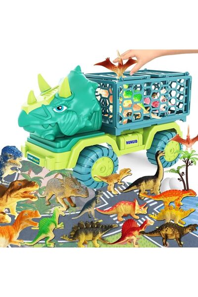 Arabest Dinosaur Truck Toys With 15 Figures, Large Activity Play Mat, Eggs, P...