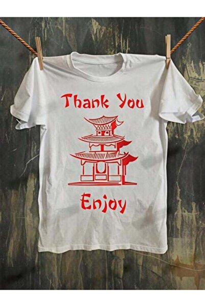 23ERVA Thank You, Women's Pagoda Design With Text, Pure Cotton T-Shirt, Casua...