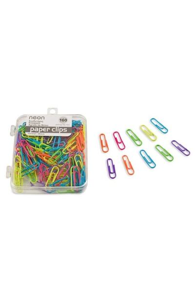 CATIANO Agrafe de hârtie metalice multicolore neon 28mm - 160 bucăți