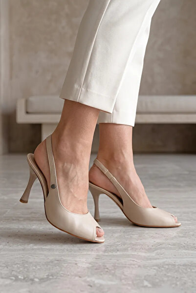 Gökhan Talay Lunara Beige Hazelnut Toe Elegant Thin Heeled (8 cm) Women's Shoes