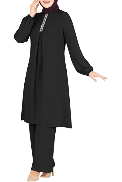 GENERAL عباءة نسائية إسلامية بأكمام طويلة وفضفاضة مع بنطلون، طقم من قطعتين لل...