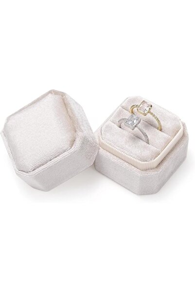 GENERAL Sightor Velvet Ring Box Octagon Jewelry Box Wedding Ring Box 2 Slots ...