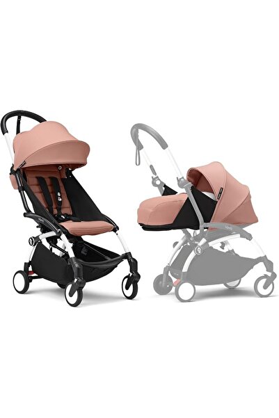 Stokke عربة أطفال YOYO3 مع حزمة للمواليد الجدد - تشمل إطارًا أسود، وحزمة ألوا...