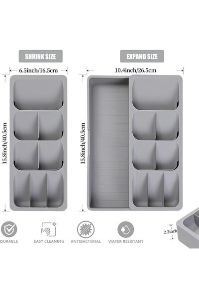 GENERAL Kitchen Drawer Organizer, Expandable Silverware Organizer Storage Tra...