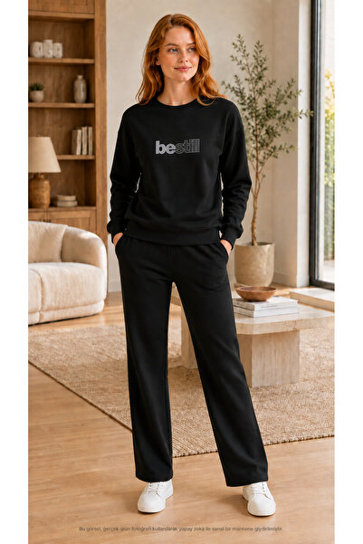 TREND EMMODA Women's Be Still Written Sweatshirt Set – Round Neck Printed Swe...