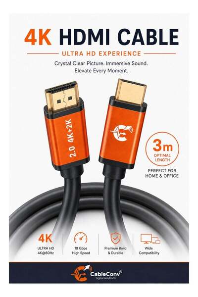 Generic CABLE CONV 4K HDMI 2.0 Cable 3M | 18Gbps High Speed | 4K@60Hz Ultra H...