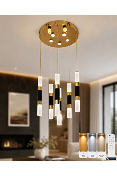 Nevada Aydınlatma Baviera 6 lı Led Sarkıt Avize 24 Watt Kumandalı Oturma Odas...